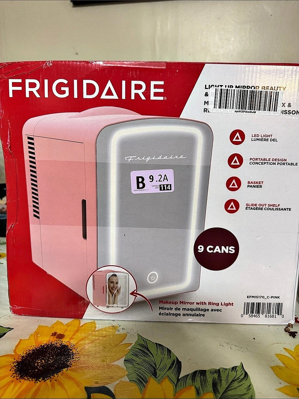 Frigidaire Light Up Mirror Beauty & Beverage Cooler Pink Light-Up Beauty &